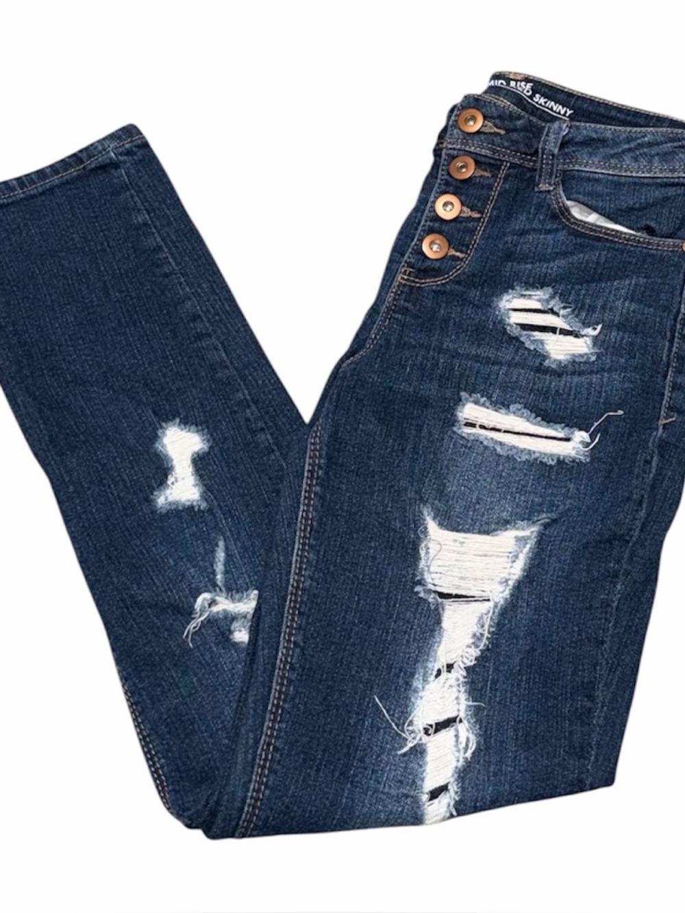 NOBO Dark Blue Distressed Skinny Jeans